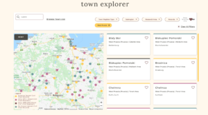 map with color coded dots for towns