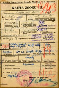 warsaw ghetto death card sample